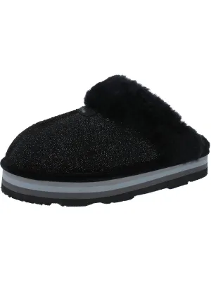 Womens Fur Glitter Slip On Shoes