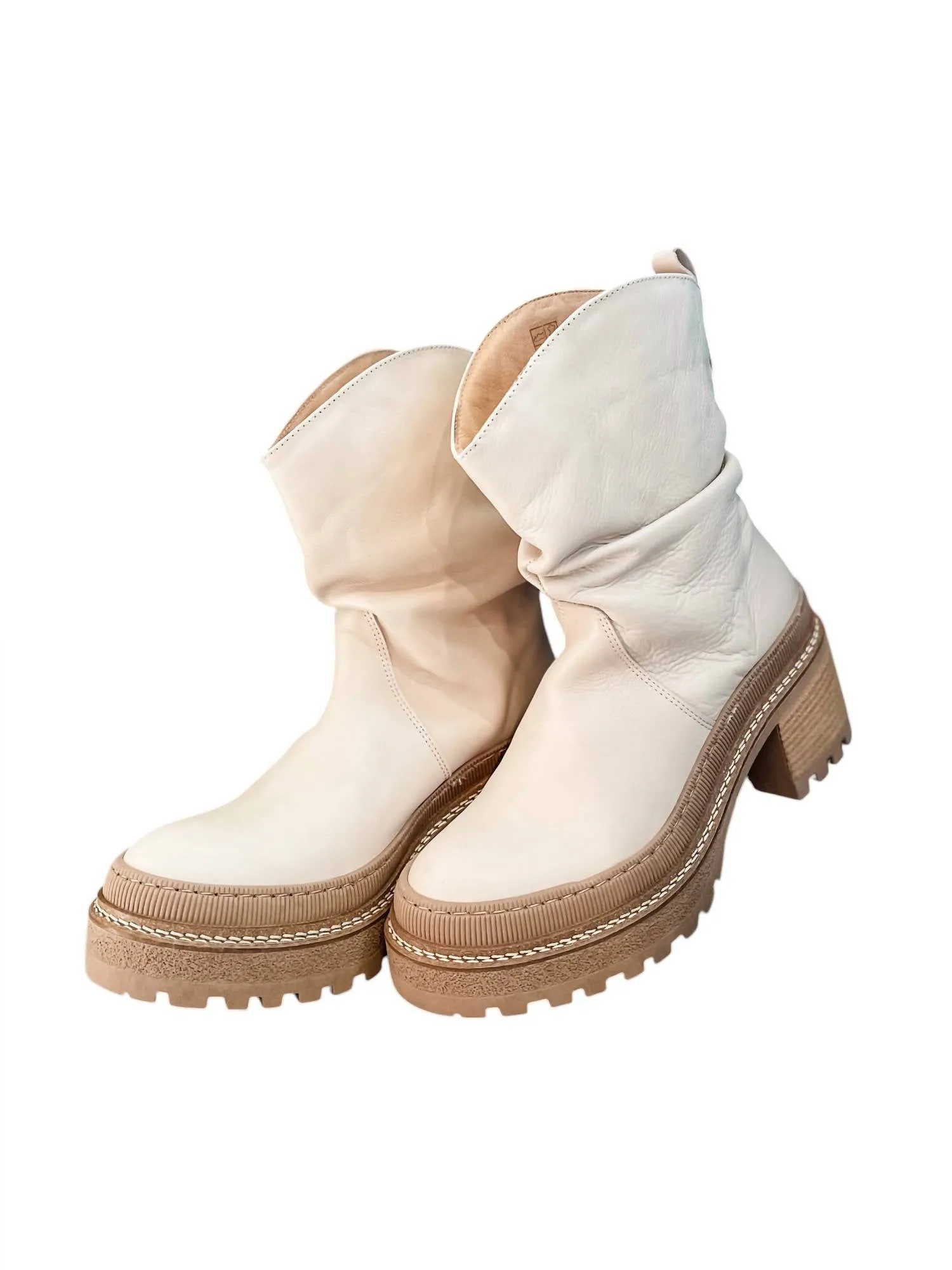 Women's Leather Slouch Boot In Mel Cream