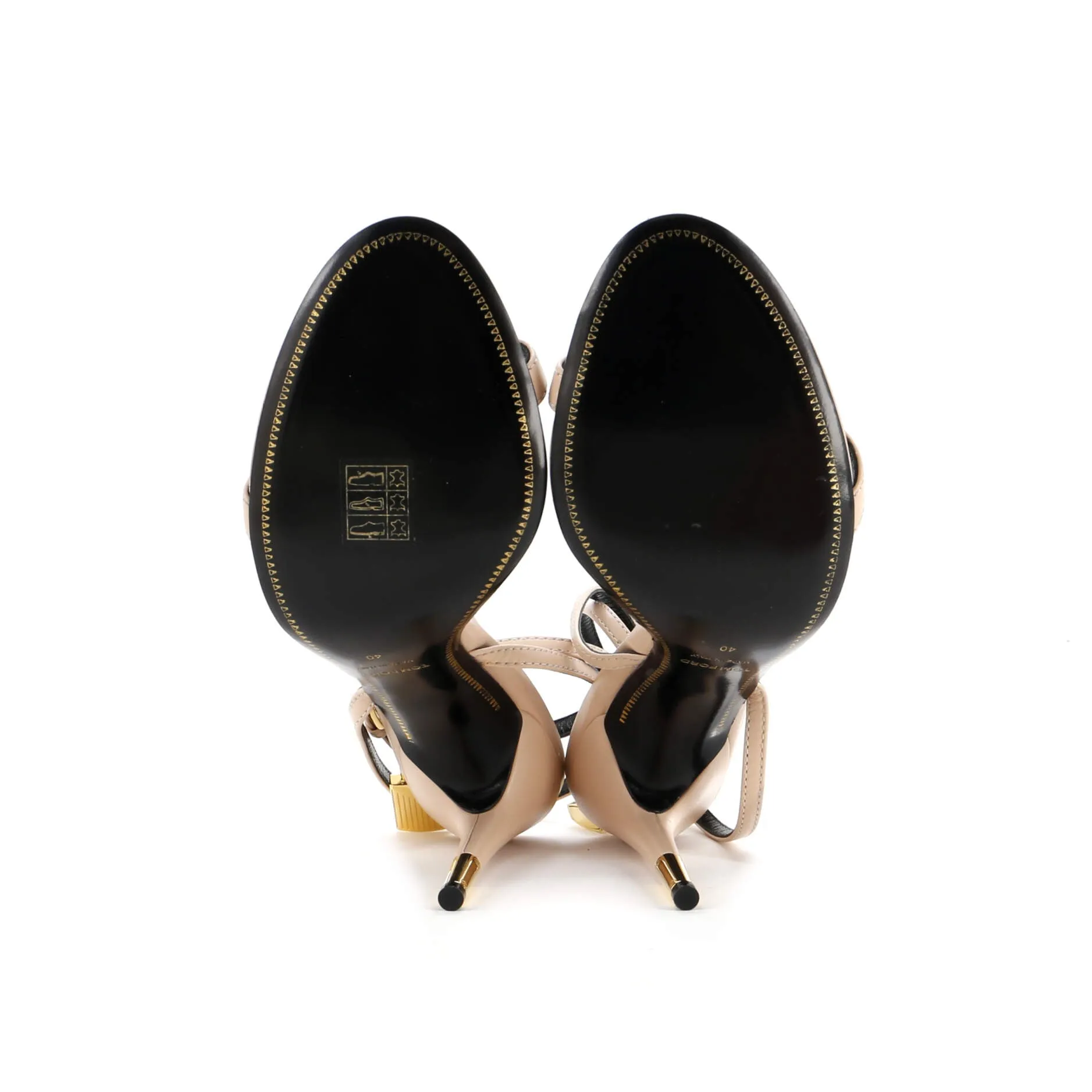 Women's Padlock Pointy Naked Heeled Sandals Leather 105