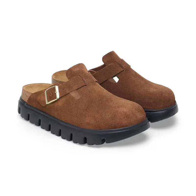 Women's Papillio by Birkenstock Boston Narrow Chunky Dark Tea Suede