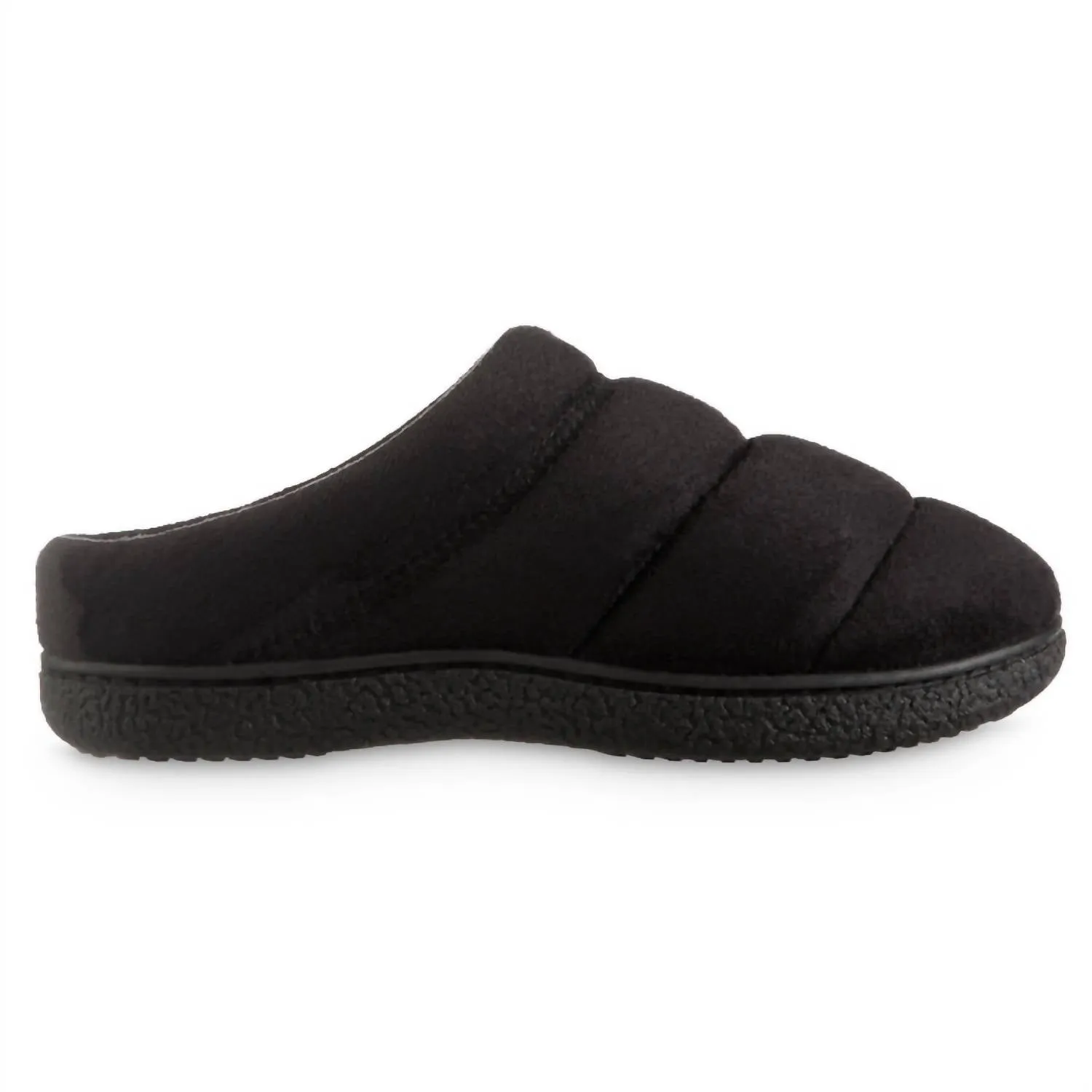 Women's Recycled Microsuede Puffer Clog Slipper In Black
