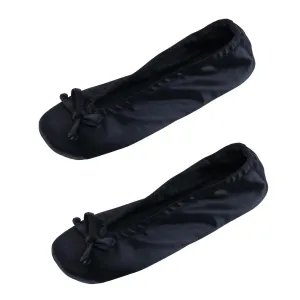 Women's Satin Ballerina Slipper House Shoe (Pack of 2)