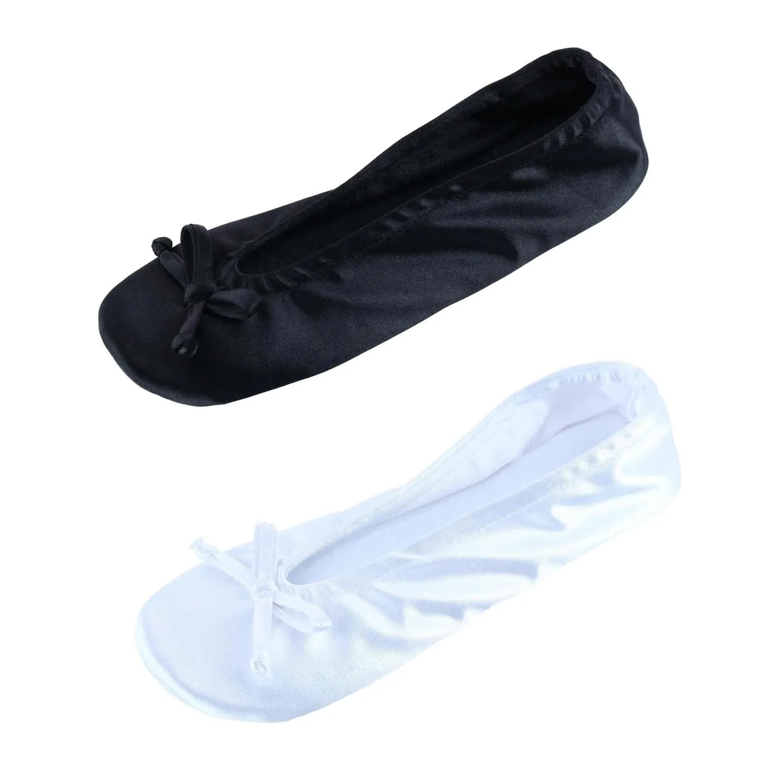 Women's Satin Ballerina Slipper House Shoe (Pack of 2)