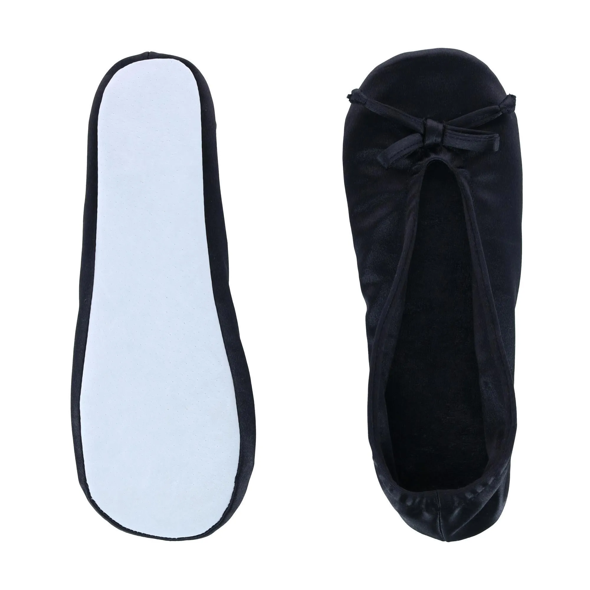 Women's Satin Ballerina Slipper House Shoe (Pack of 2)
