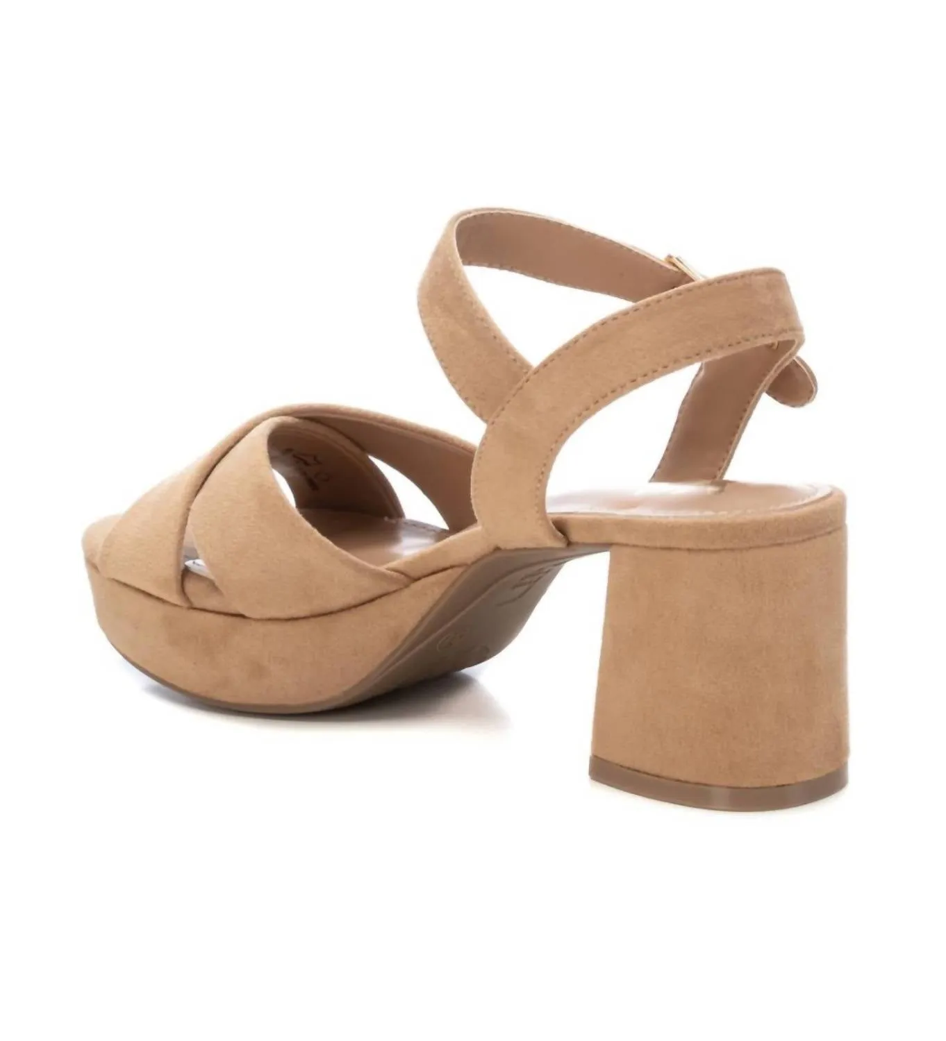 Women's Suede Heeled Platform Sandals In Beige