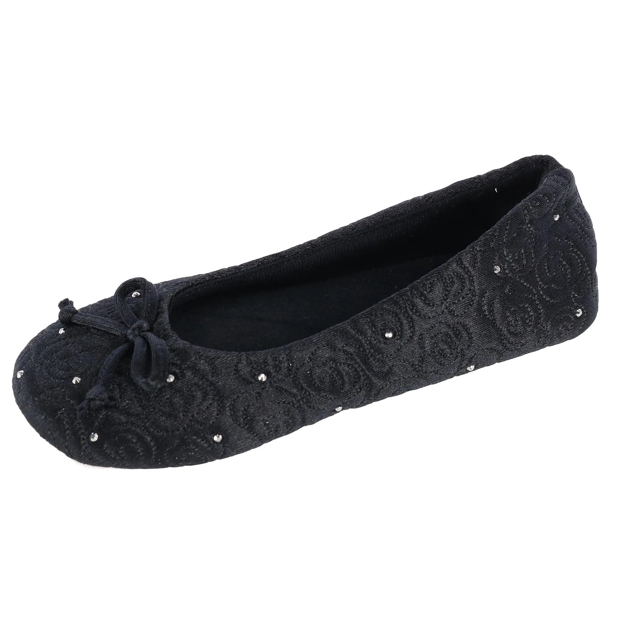 Women's Terry Lined Rose Quilted Ballerina Slippers