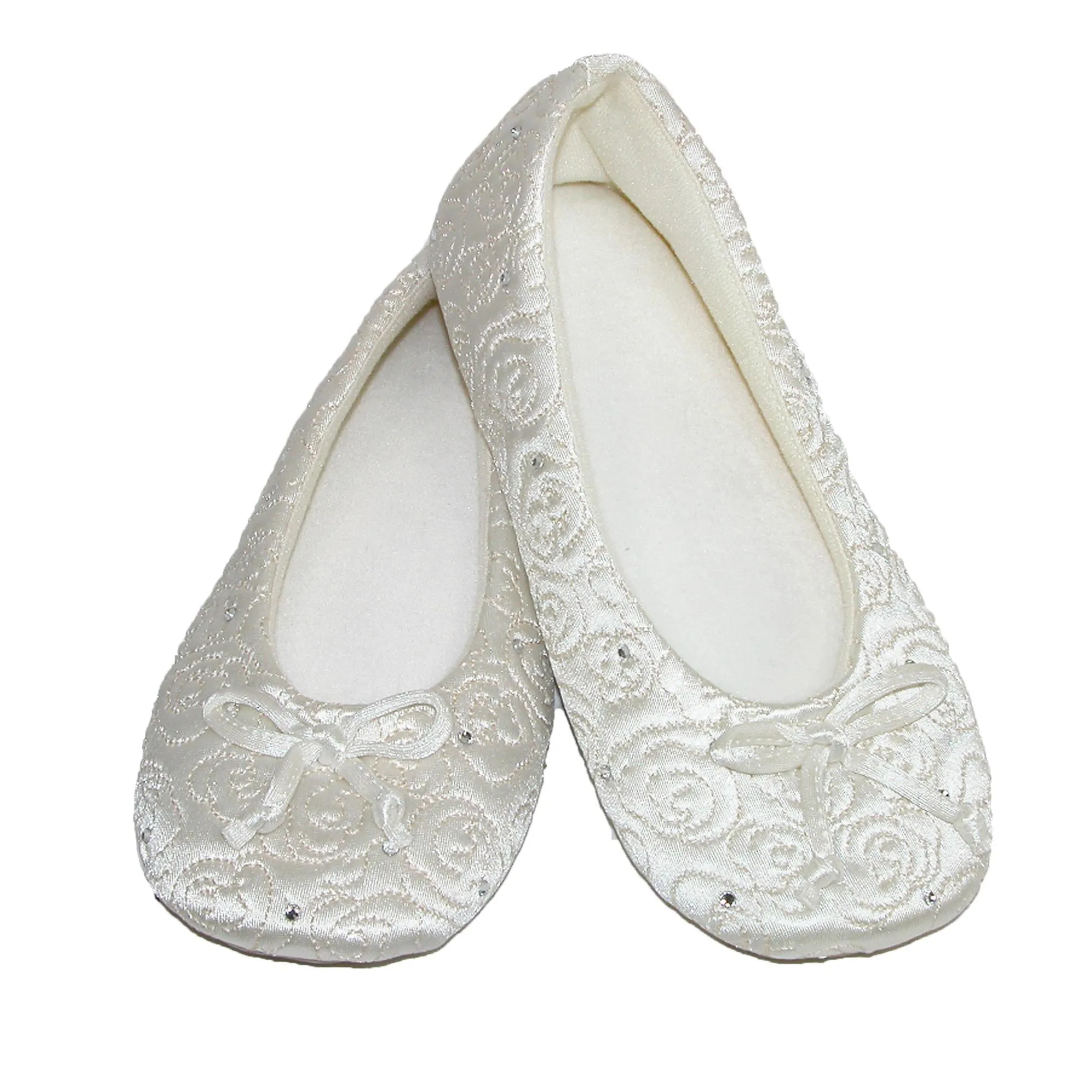 Women's Terry Lined Rose Quilted Ballerina Slippers
