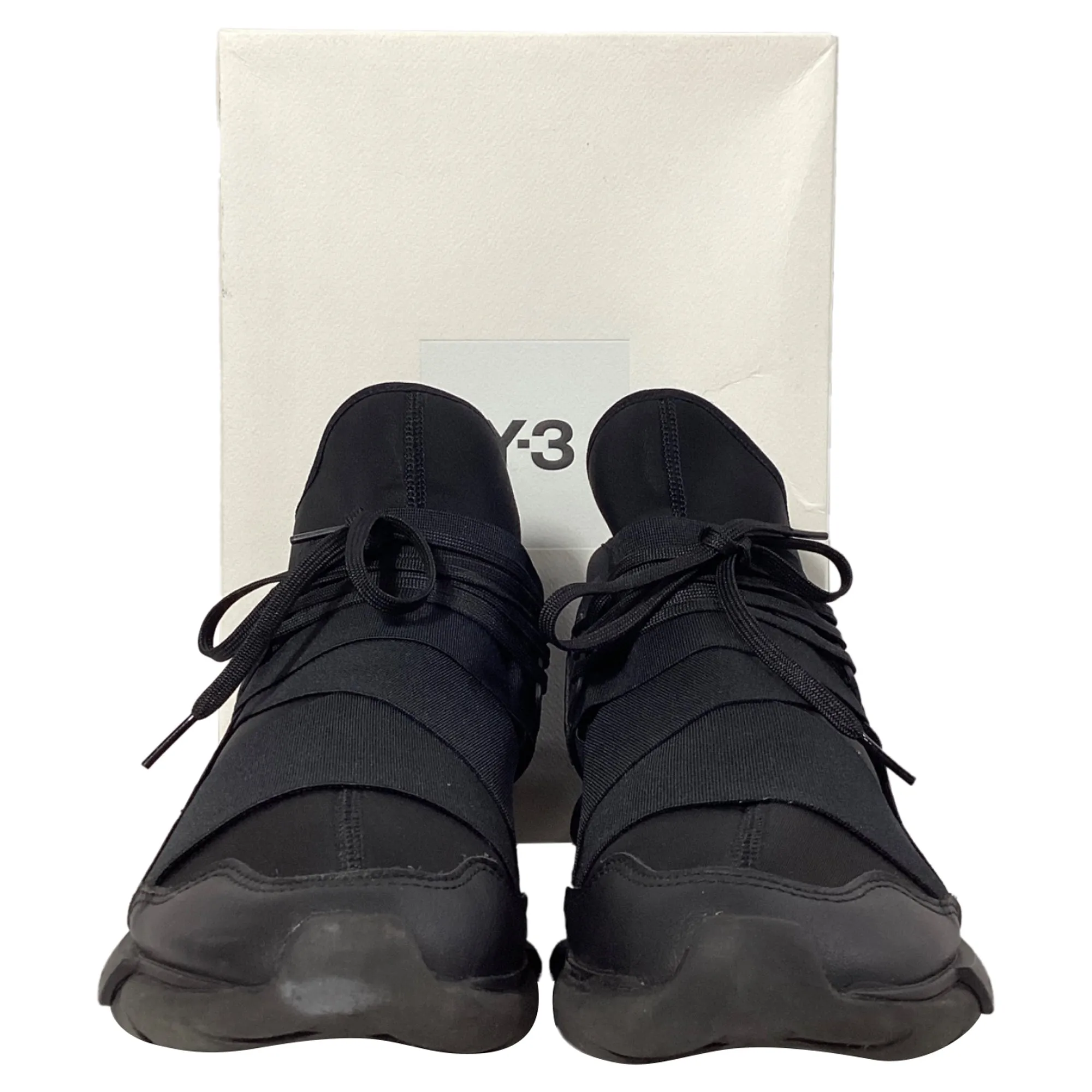 Y-3 Qasa High Sneakers in Triple Black Neoprene
