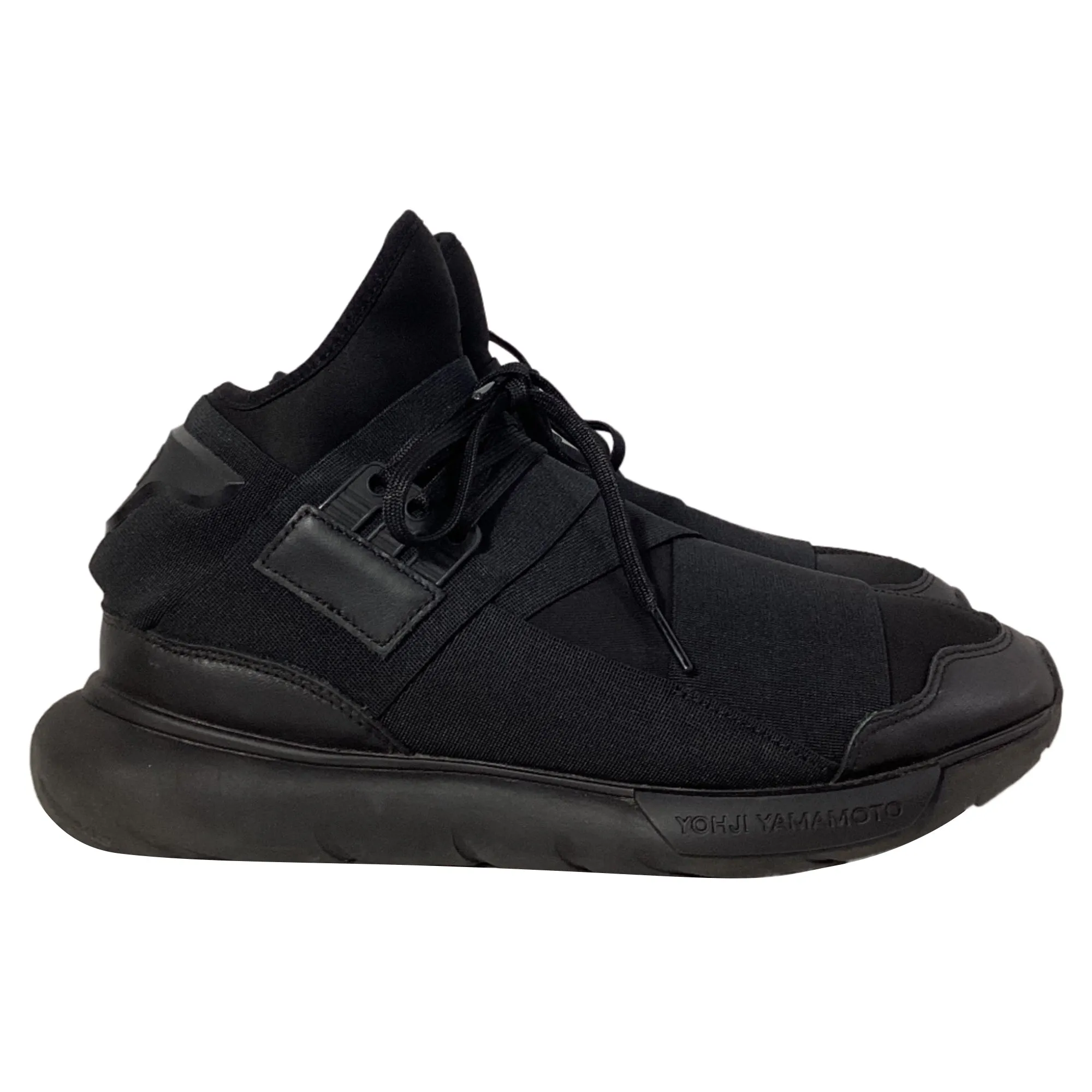 Y-3 Qasa High Sneakers in Triple Black Neoprene