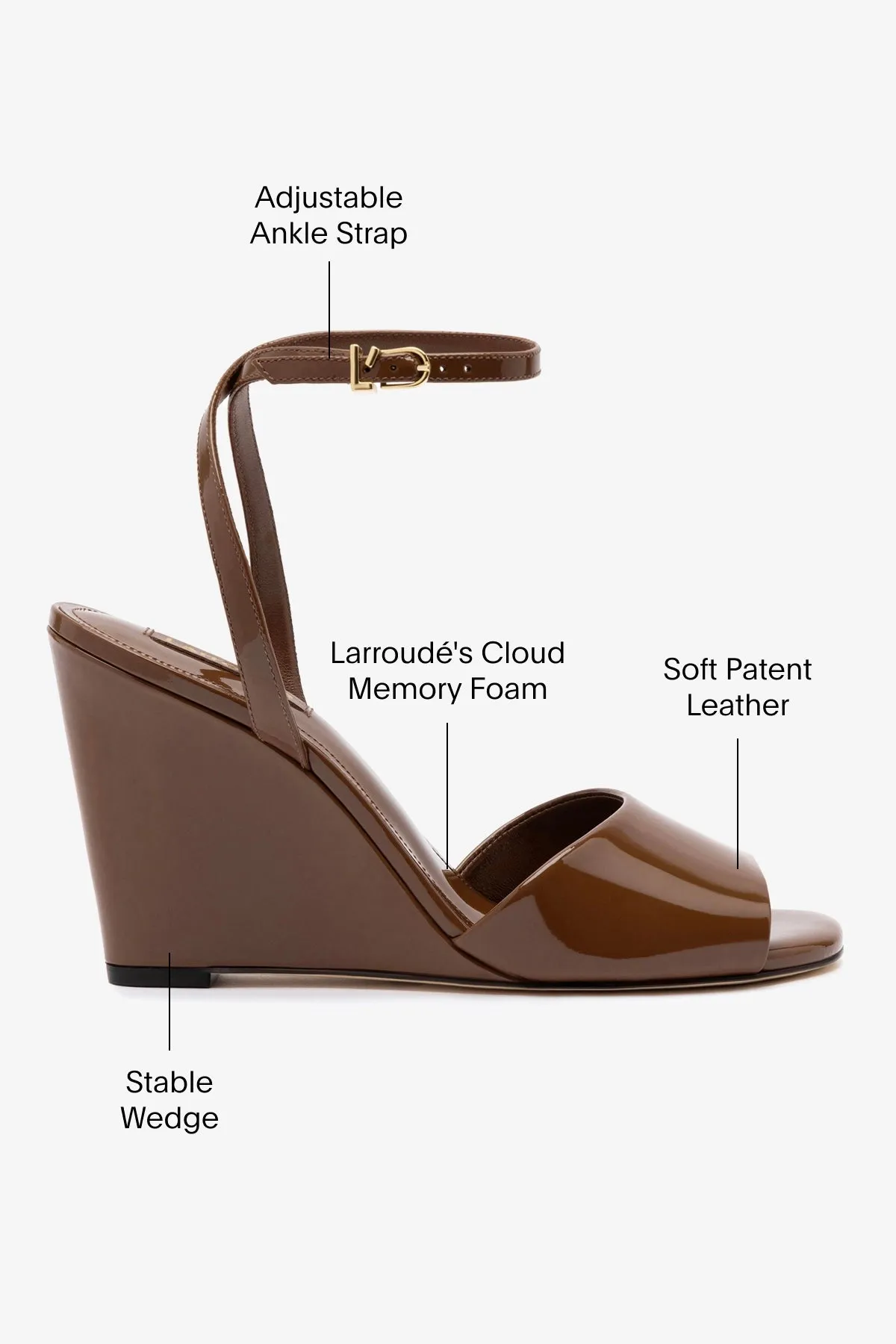 Yves Wedge In Burnt Umber Patent Leather